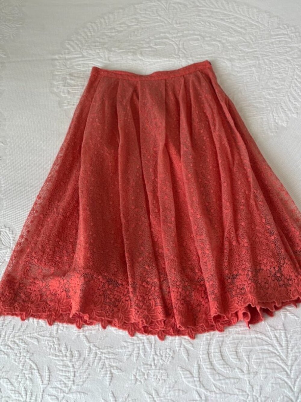 Coral Lace Fully Lined Skirt Sz 4